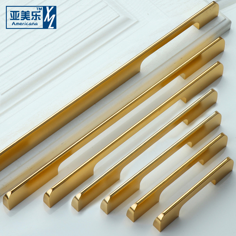 Gold Simple light luxury handle Aluminum alloy whole body cabinet door handle Overall cabinet door drawer Nordic wardrobe door handle