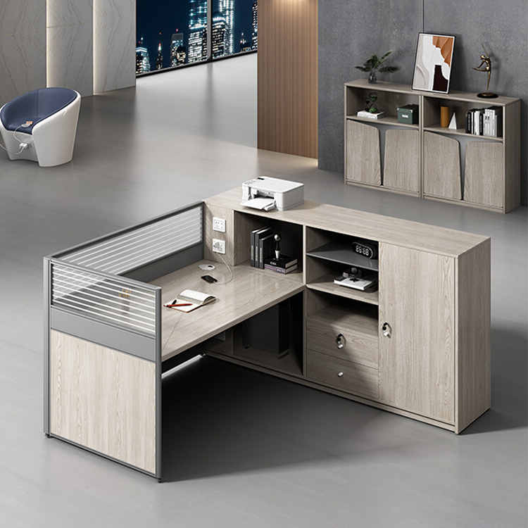 Screen Partition Staff Desks, Office Desk and Chair Set for 2 or 4 People, Dual Set for Finance Computer Workstations