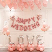 Wedding room pink background scene living room suit newlywed bride balloon decoration wedding aluminum film supplies woman arrangement