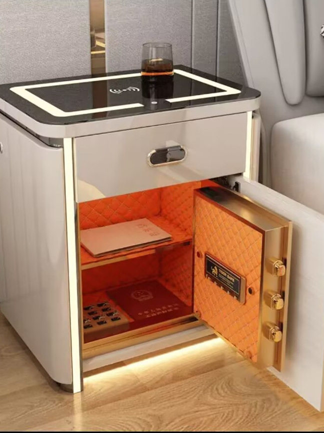 Smart Bedside Table Safe Integrated Home-Use Four-Drawer Multifunctional Wireless Speaker Facial Recognition Fingerprint Safe