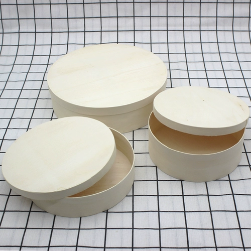 Упаковка, круглая деревянная коробка, двухэтажный мусс