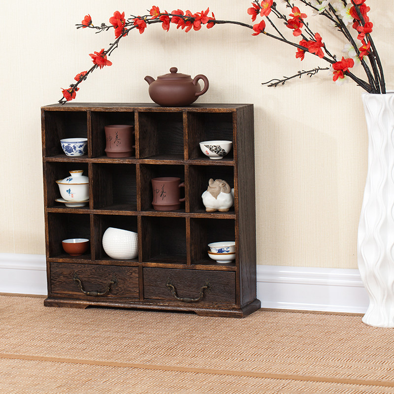 [USD 44.59] Yakitori Wood Tea Cup Rack Teapot Rack Antique Ceramic Storage Rack Tea Pet Ornament