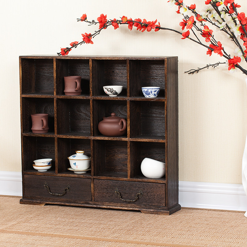 [USD 44.59] Yakitori Wood Tea Cup Rack Teapot Rack Antique Ceramic Storage Rack Tea Pet Ornament