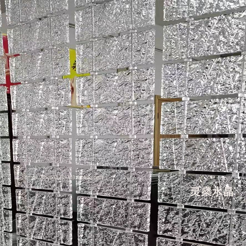 New Product Releases Grain Crystal Screen Background Wall Creative Design Screen With Lamp Upscale Crystal Sheet