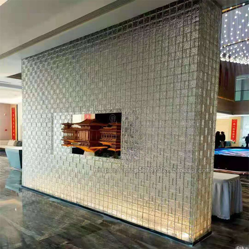 With Hole Glass Brick Screen Partition Works Crystal Brick Background Wall Frosted Glass Brick Ice Brick Wall Construction Material