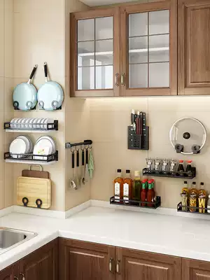 Stainless steel kitchen shelf Wall-mounted punch-free cutting board Cutting board knife holder Pot cover storage seasoning product shelf