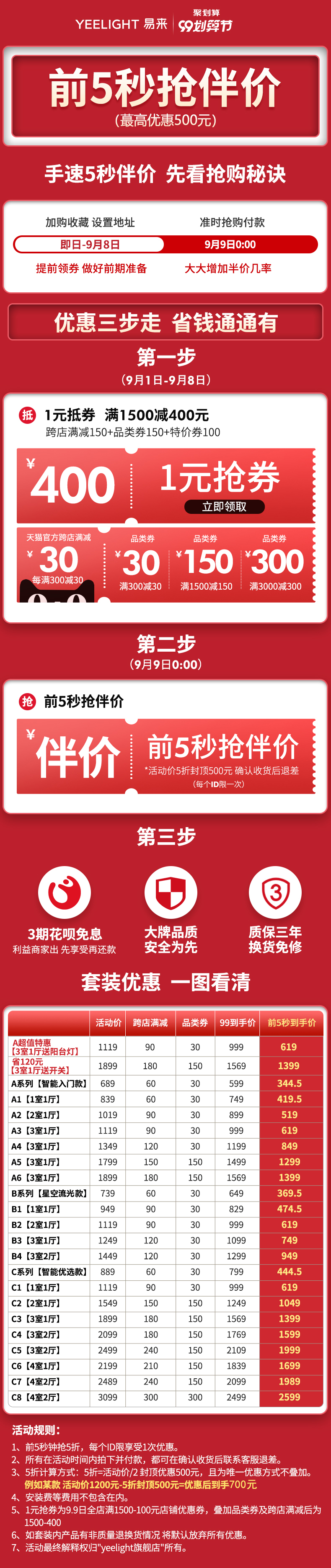 小米生态链 Yeelight 韶华 三室一厅智能吸顶灯套装 图1
