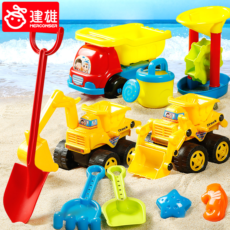 Children's beach car toy set hourglass baby digging sand shovel play sand sand pool cassia tool bulldozer
