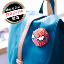 Personality mosaic pixel style ins Superhero brooch Children Spider-man Iron Man toy backpack badge