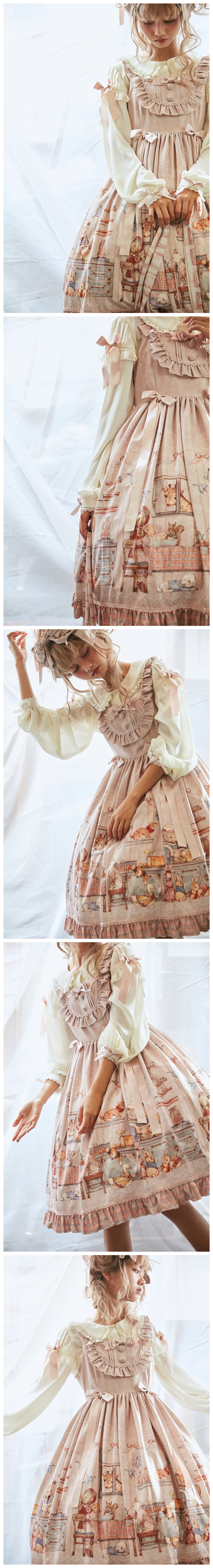 Sweety ban đầu [Bữa sáng của Annie] eo cao JSK Lolita được vận chuyển trước cuối tháng 3 chân váy da