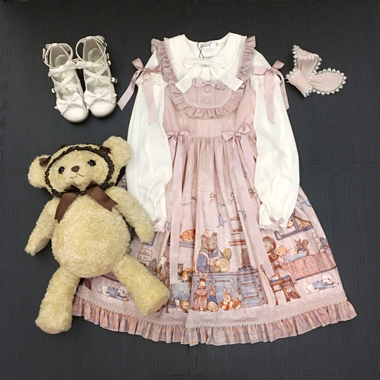 Sweety ban đầu [Bữa sáng của Annie] eo cao JSK Lolita được vận chuyển trước cuối tháng 3 chân váy da