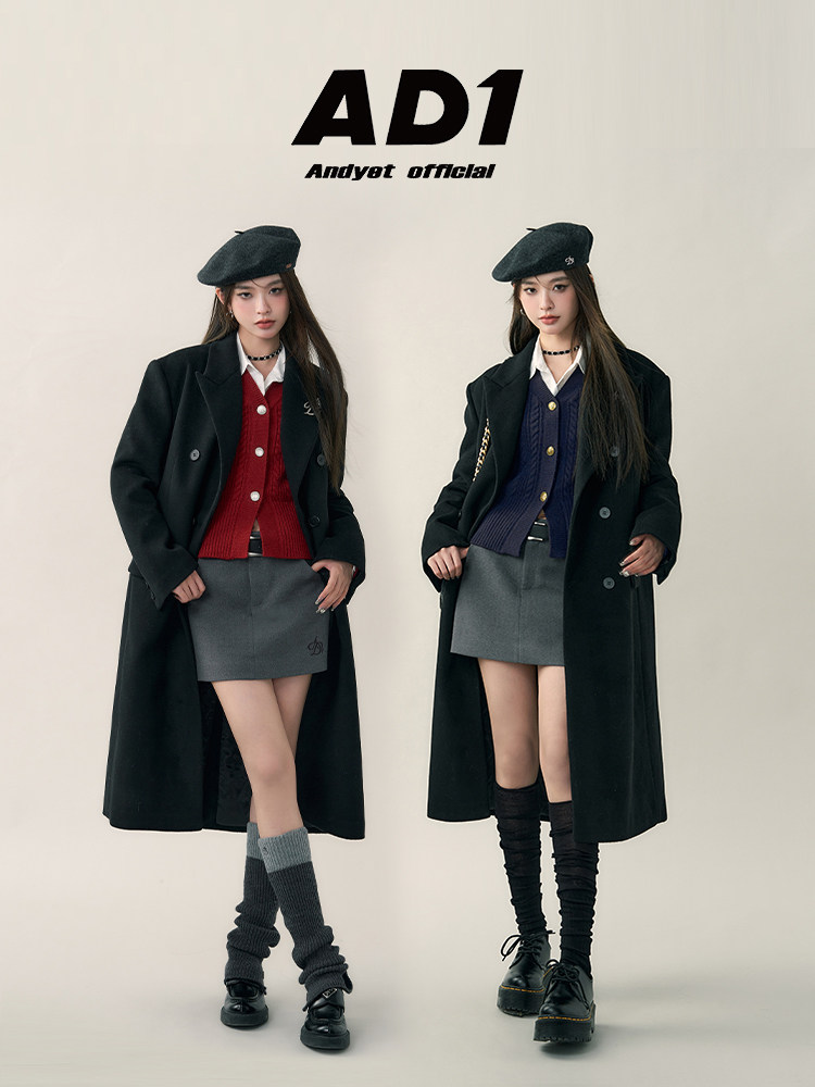 ANDYET AD1 原創設計通勤風呢大衣女冬季寬松加厚長款毛呢外套女|毛呢外套|ETMall東森購物網