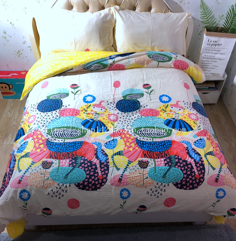 Giống như một gia đình bốn bông twill Kang vẻ đẹp chính hãng ngủ bằng vải giường bông Suite 1,5 m 1.8m - Bộ đồ giường bốn mảnh chăn ga gối đệm cao cấp