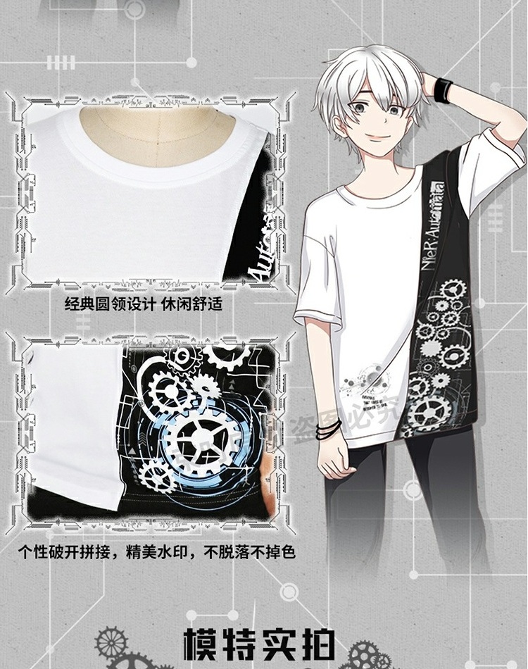 Neil Máy móc Ji III nhân dân tệ xung quanh quần áo COS cài đặt hai áo thun anime nam và nữ cotton ngắn tay mùa hè - Carton / Hoạt hình liên quan hình dán one piece