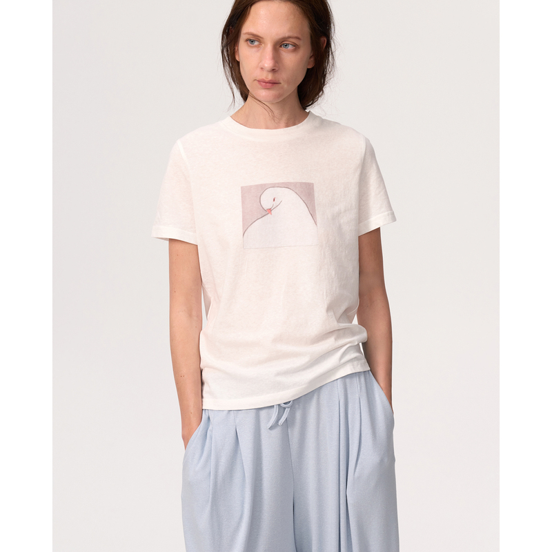 The Best Day Fun Print/White Dove Ultra-Soft Long-Staple Cotton Crew Neck Short-Sleeve T-Shirt 1815