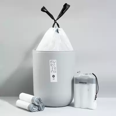Rope garbage bag household kitchen powder room portable automatic closing top thickening drawstring plastic bag dormitory
