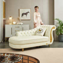 American style chaise longue leather living room light luxury lazy toffee beauty couch bedroom recliner first layer cowhide single sofa