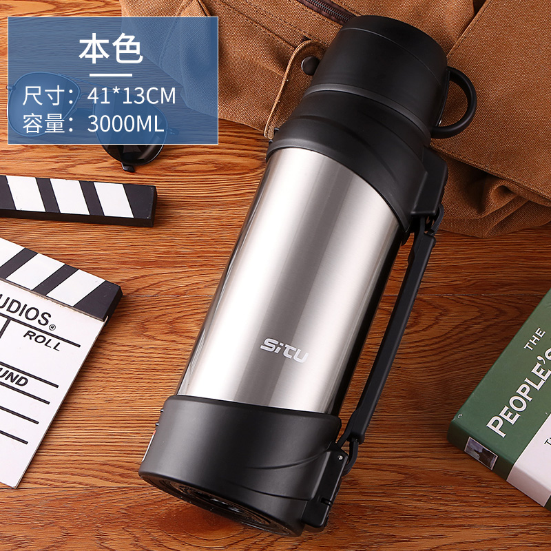 Silver 3.0vehicle Portable stainless steel Thermal insulation kettle 2.5L outdoors high-capacity Travel kettle 2000ml heat preservation glass free shipping