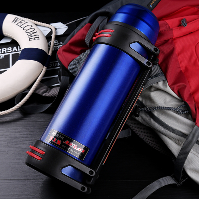 Blue 2500vehicle Portable stainless steel Thermal insulation kettle 2.5L outdoors high-capacity Travel kettle 2000ml heat preservation glass free shipping