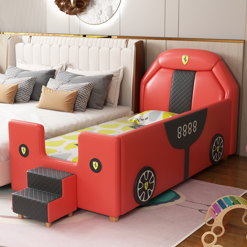 Children's bed widening stitching bed men and women with guardrail car bed sub-bed artifact boy storage baby bed soft bag bed