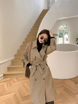 Sister K (warm velvet windbreaker) two-color choice big lapel double-breasted long windbreaker coat