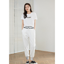 K elder sister (leaping webbing) 270 grams of jacquard cotton two-color elastic waist loose leg trousers women