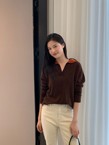 K sister color all wool sweater 26 full wool color POLO collar casual sweater knitwear women