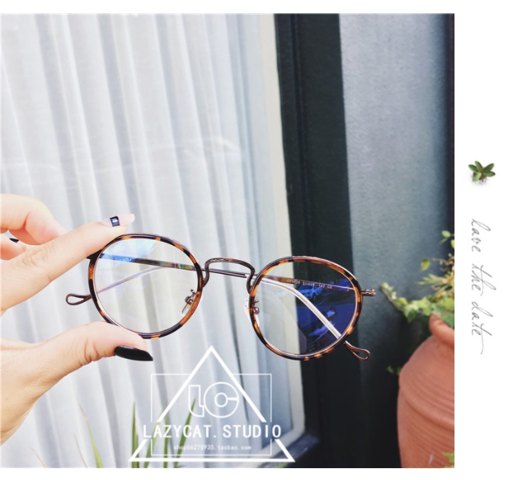 Zhang Dazhao net màu đỏ với kính gọng kính gọng tròn retro khuôn mặt nhỏ trang trí gương phẳng cận thị nữ chống ánh sáng xanh gọng kính cận nữ đẹp
