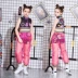 Trang phục thiếu nhi hip hop hip-hop tập hợp các cô gái nhảy jazz biểu diễn mùa hè ngắn tay trang phục múa rốn đồ cho bé trai Trang phục
