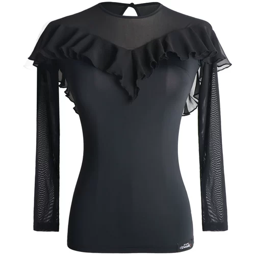 Danbao Luo латинская сетка топ -топ чернокожих национальной женской стандартной танцевальной одежды Ice Silk Modern Practice Одежда с длинными рукавами танцевальная одежда танцевальная одежда