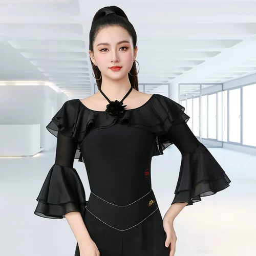 Danbaoluo, одежда для бальных танцев, топ с бретельками, женский модный комбинезон с рукавами-трубой, брендовая современная танцевальная одежда