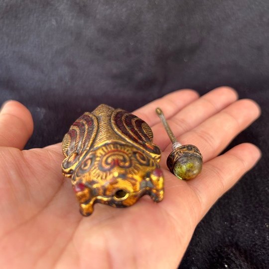 知了鼻烟壶带勺手把件古董老货鼻烟具配饰用品鼻壶装饰工艺品摆件