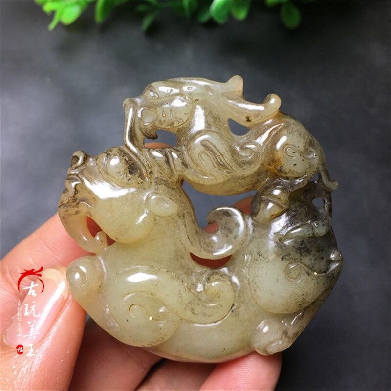 仿汉代古玩玉器玉璧岫玉做旧高古玉把件古董玉石貔貅挂件老货吊坠-淘宝网