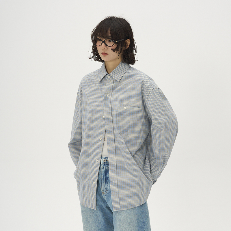 Urban Lost 25Ss Retro Commuter Plaid Shirt Japanese Style Loose Casual Plaid Long-Sleeved Shirt Jacket