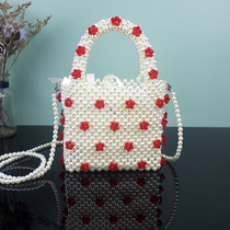 New Summer Girl Hand bag handwoven beaded pearl bag mini hand satchel bag square simple shoulder bag