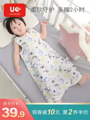 Baby cotton gauze vest sleeping bag summer thin baby anti-kick quilt children's belly sleeveless leg pajamas