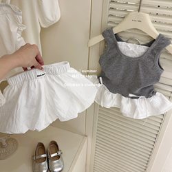 Baby Clothes Summer Korean Style Lace Vest and Bloomers Shorts Two-Piece Set for One-Year-Old Girl Super Trendy Summer Outfit