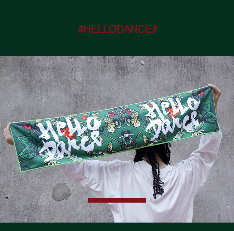 Hellodance Wu Hip-Hop Printed Trendyy Fashion Towel Green