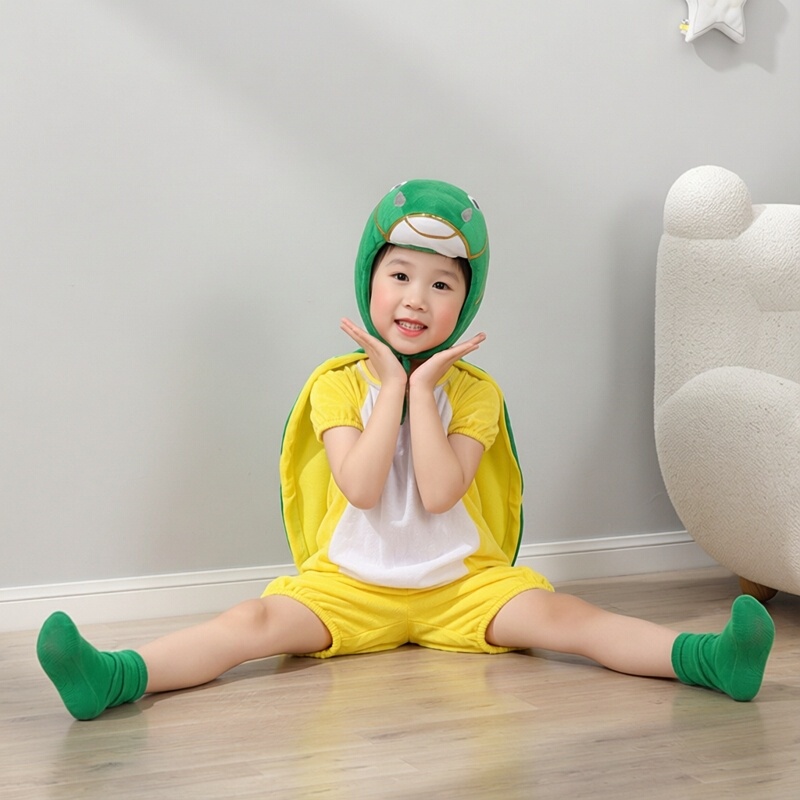 Little Turtle Costume Kindergarten Drama Aesop's Fable the Tortoise and the Hare Animal Costume Girls Cute Dance Costume Short-Sleeved Adult