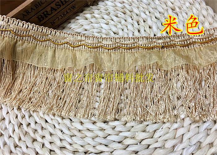 Кружевная кайма 厂家直销简约现代窗帘花边配饰蕾丝辅料流苏绳排约10公分飘带龙须