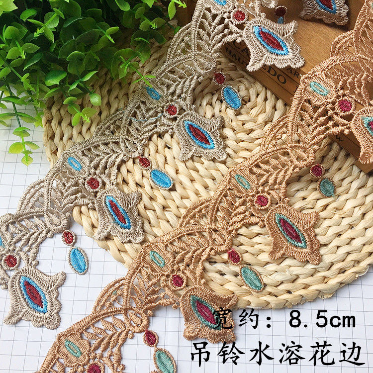 Hollowed-out Water Lace Side White Wide Lace Clothing Skirt Pendant Bell Accessories Decoration Embroidered Handmade DIY Fabric