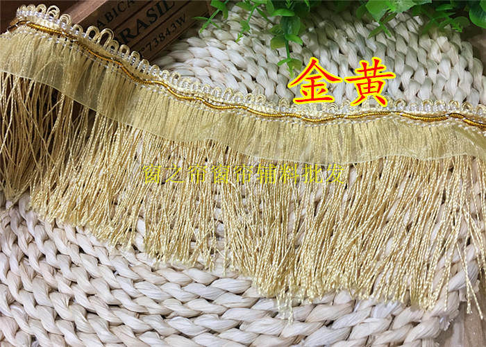 Кружевная кайма 厂家直销简约现代窗帘花边配饰蕾丝辅料流苏绳排约10公分飘带龙须