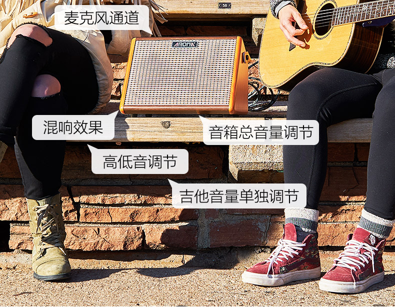 Loa đàn guitar dân gian Arnoma AG15A sạc di động Bluetooth ngoài trời chơi karaoke không dây mini stereo - Loa loa loa trợ giảng