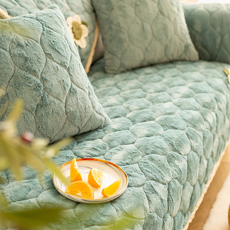 Winter plush sofa cushion fabric minimalist modern European style leather sofas cover thickened all season backrest towels anti-slip