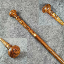 Gentleman solid wood crutches cane Old man non-slip gold sandalwood faucet crutches Wooden round head civilization stick battle Christmas