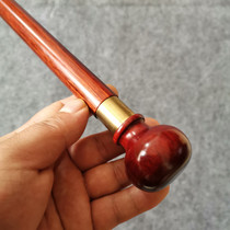 Mountaineering non-slip sandalwood solid wooden cane for the elderly Mahogany head crutches round head gentleman civilization stick for the elderly war import