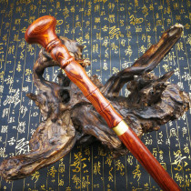 Round head mahogany gentleman cane Old man solid wood crutches Red acid branch mountaineering stick non-slip crutches civilization battle European style