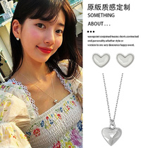 Korea AINO ANGEL Pei Show Loving Necklace Woman Summer Pure Silver Anti-Allergy Heart-façonné Lock Bone Chain