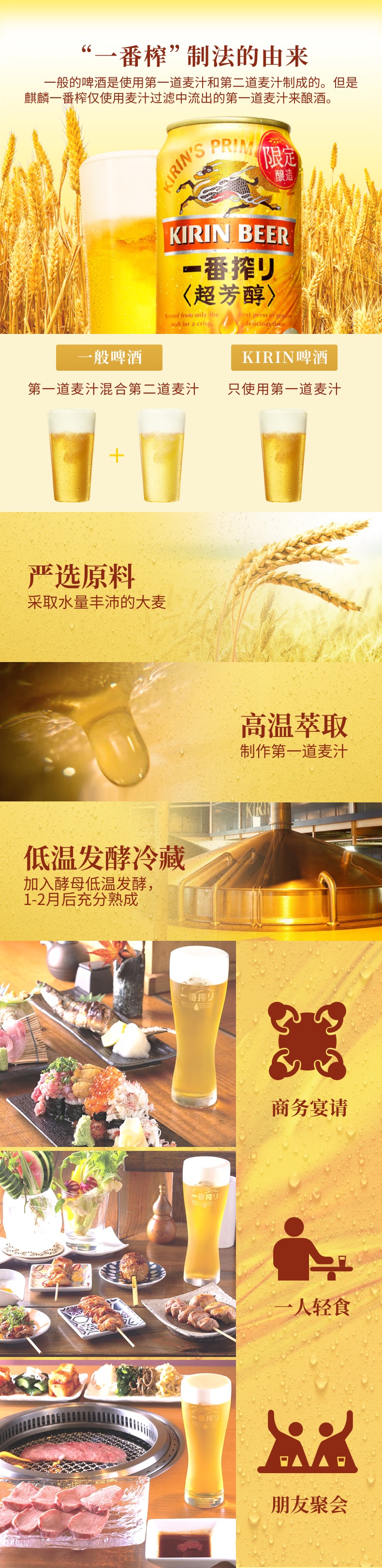 日本原装进口 麒麟KIRIN 一番榨超芳醇 精酿日式啤酒 350ml*24罐 图4
