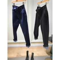 Shopkeepers Push Pants ~ Skinny Guests Supply Cotton Horizontal and Vertical Bomb Micro Cone High Waist 9 Points Jeans Female 20 Spring 8841